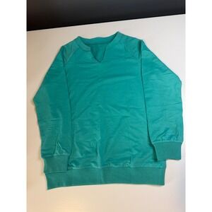 StunShow Turquoise Notched V-Neck Raglan Sleeve Sweatshirt Size S LN5W005 1 A